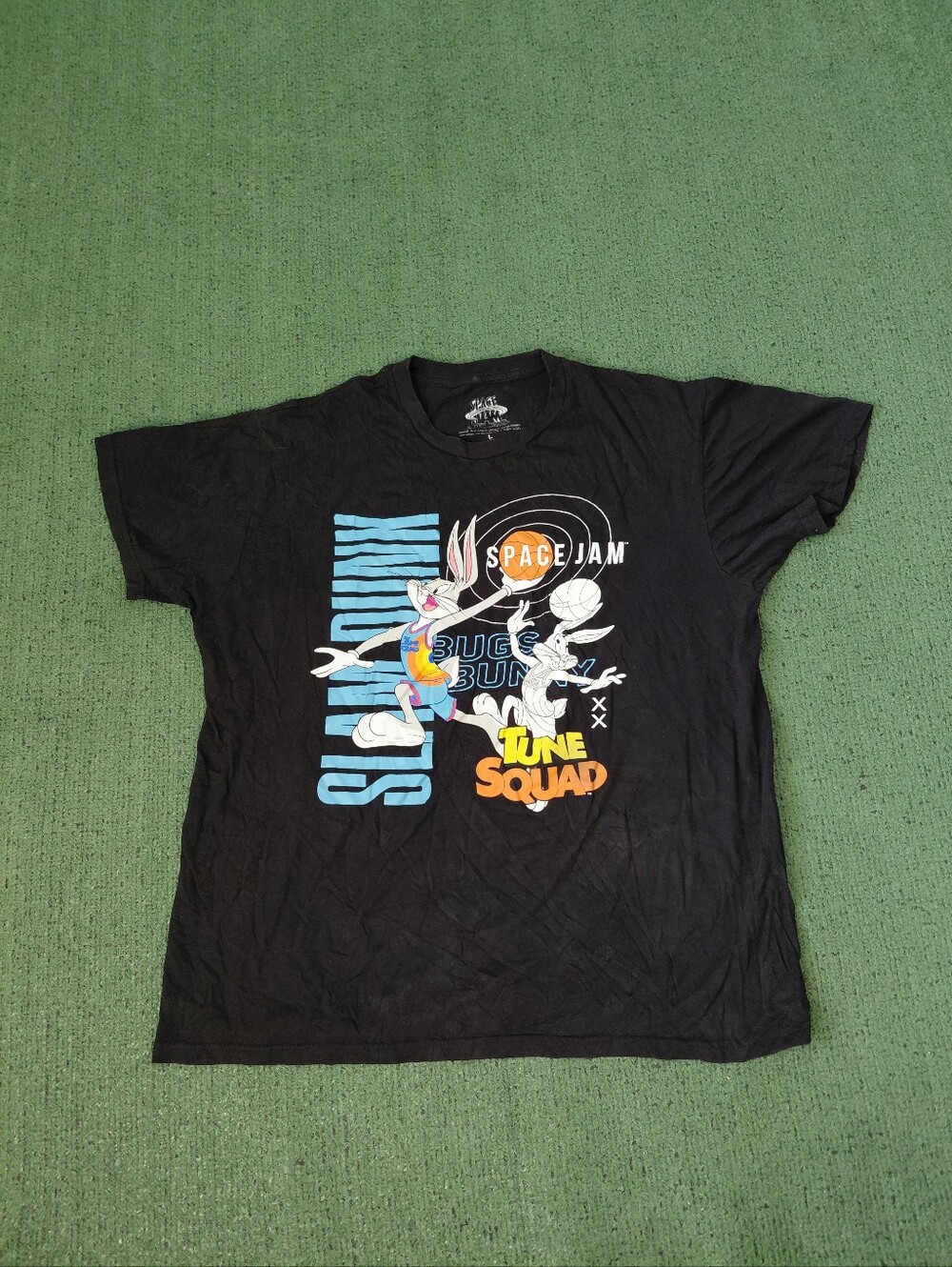 Space Jam Tune Squad Bugs Bunny Basketball Sports Movie Black T Shirt Sz Large